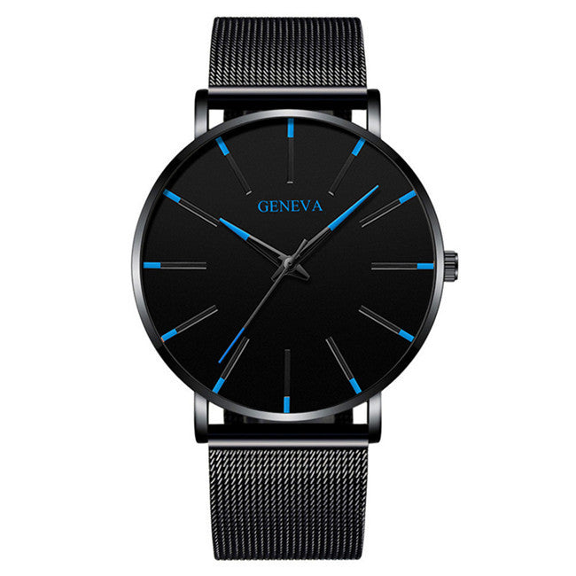 Elegant Minimalist Men's Ultra-Thin Stainless Steel Mesh Business Quartz Watch
