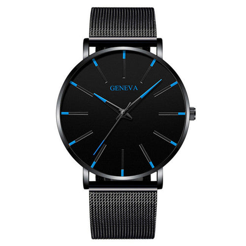 Elegant Minimalist Men's Ultra-Thin Stainless Steel Mesh Business Quartz Watch