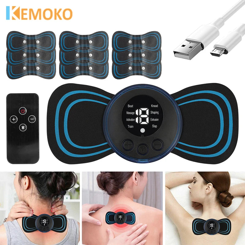 Mini Portable EMS Neck Massager: Electric Cervical Muscle Pain Relief Patch