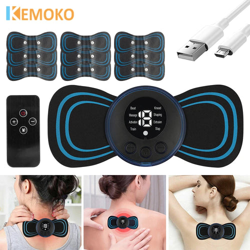 Mini Portable EMS Neck Massager: Electric Cervical Muscle Pain Relief Patch