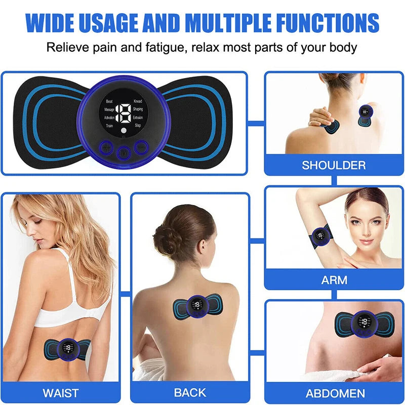 Mini Portable EMS Neck Massager: Electric Cervical Muscle Pain Relief Patch