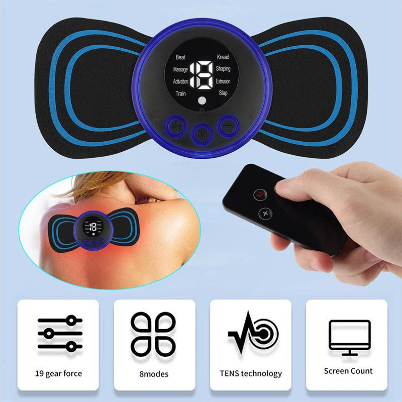 Mini Portable EMS Neck Massager: Electric Cervical Muscle Pain Relief Patch